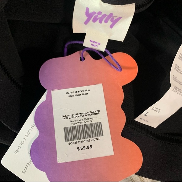 Yitty Major Label Shaping High Waist Logo Waistband Shorts Black Large - Picture 7 of 8